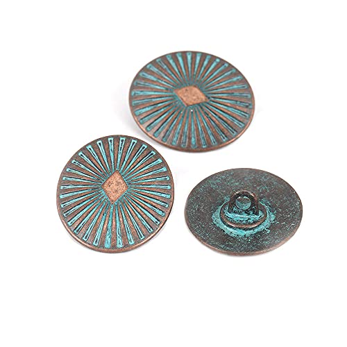 5 Stück Vintage-Legierung Rundes Metallnähteil 25mm Knöpfe Altkupferfarben DIY Kleidungsdekoration von vingol