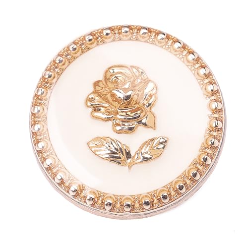 5 Stück Vintage Runde Retro Goldene Metall-Rosenmuster-Knöpfe zur Dekoration von Kleidung und Mänteln von vingol