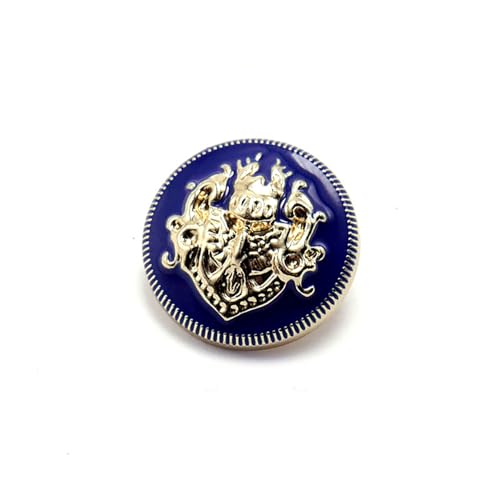 5 Stück modische Metallknöpfe mit Goldgravur, Kupfer-Knöpfe, DIY für handgefertigte Kleidung, Accessoires, Mantel, Schaftknöpfe (Blaugold, 20 mm) von vingol