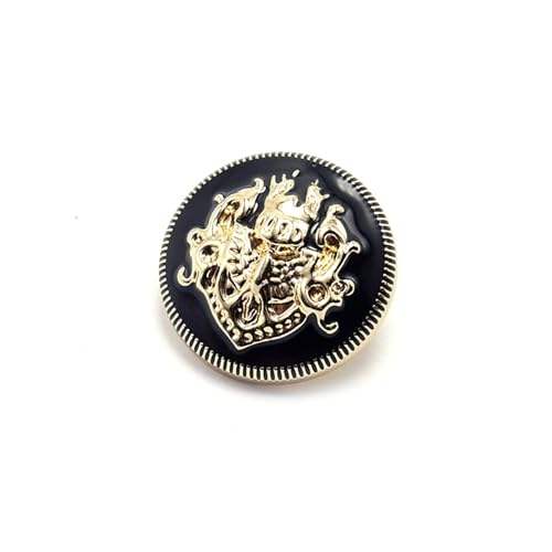 5 Stück modische Metallknöpfe mit Goldgravur, Kupfer-Knöpfe, DIY für handgefertigte Kleidung, Accessoires, Mantel, Schaftknöpfe (Schwarz/Gold, 12,5 mm) von vingol