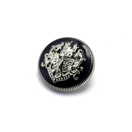 5 Stück modische Metallknöpfe mit Goldgravur, Kupfer-Knöpfe, DIY für handgefertigte Kleidung, Accessoires, Mantel, Schaftknöpfe (Schwarz Silber, 18 mm) von vingol
