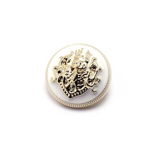 5 Stück modische Metallknöpfe mit Goldgravur, Kupfer-Knöpfe, DIY für handgefertigte Kleidung, Accessoires, Mantel, Schaftknöpfe (Weißgold, 12,5 mm) von vingol