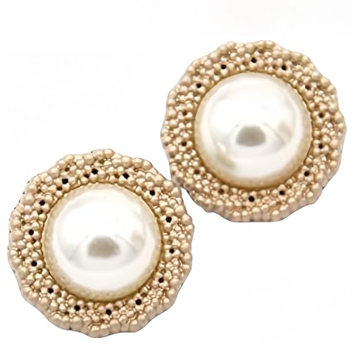 5 x Perlen-Goldfarbene Metallknöpfe für Damen, Mantelknöpfe für Kleidung, Pullover, Dekoration, Nähen, Bastelzubehör (#3, 18 mm) von vingol