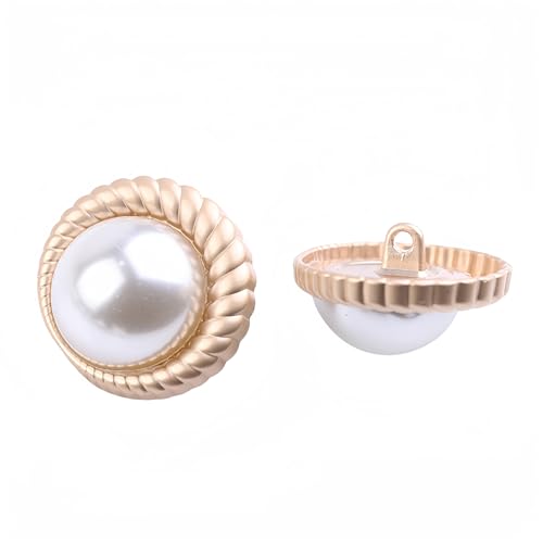 5 x Perlen-Goldfarbene Metallknöpfe für Damen, Mantelknöpfe für Kleidung, Pullover, Dekoration, Nähen, Bastelzubehör (Nr. 2, 18 mm) von vingol