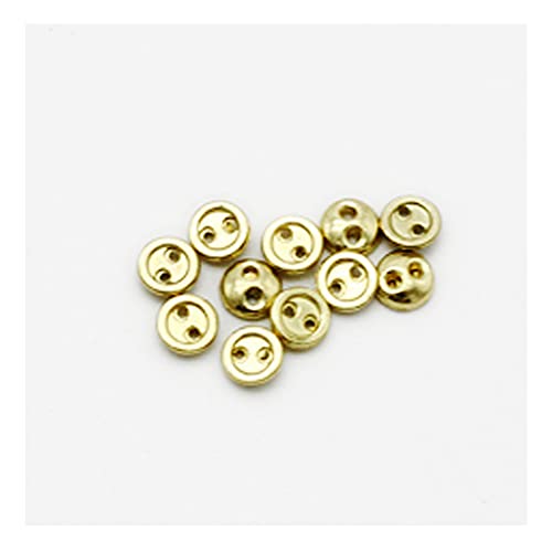 50 Stück 2-Loch-Mini-Metall-Rundknöpfe, kleine Brotknöpfe für Puppenkleidung, Taschen, Dekoration, Näharbeiten (Golden, 3mm) von vingol