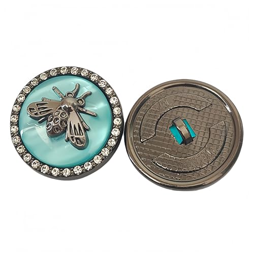 Knöpfe aus Metall mit Strasssteinen, runde Form, zum Nähen, Basteln, Schmuckherstellung (Blau + Gun Black, 18 mm), 5 Stück von vingol