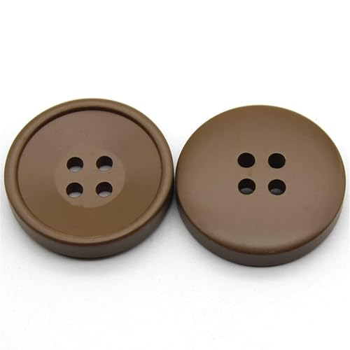 Kunstharzknöpfe mit 4 Löchern, runde Knöpfe für Mäntel, Jacken, Nähzubehör (Khaki, 18 mm), 6 Stück von vingol