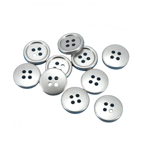 Runde Knöpfe zum Basteln, 4 Löcher, metallische Farbe, Kunststoffknöpfe zum Nähen, 100 Stück (mattes Silber) von vingol