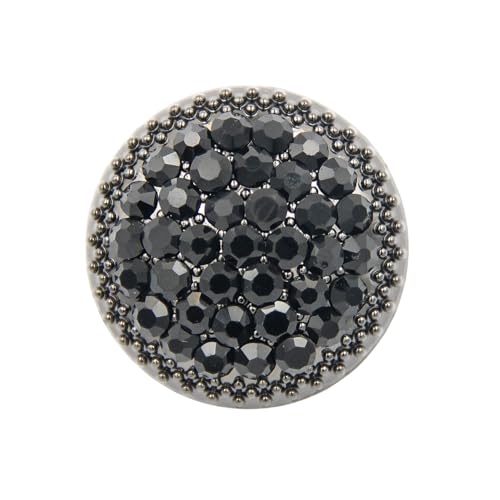 Runde Metall-Strass-Knöpfe für Kleidung, DIY, Nähzubehör, Hochzeit, Dekaration, Großhandel, Luxus, Mode, Dekor-Knöpfe (schwarz, 23 mm), 10 Stück von vingol