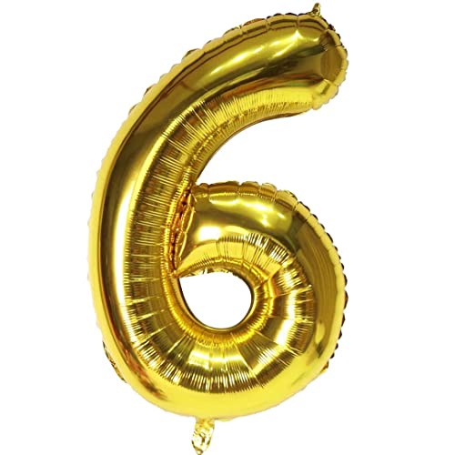 XXL Zahlenballon Gold 40 inch Giant Number Foil Balloon 100 cm Helium Number Folienballon als Geschenk und Überraschung für Geburtstage, Jubiläum, Party Deko (Zahl Sechs 6) von vita dennis