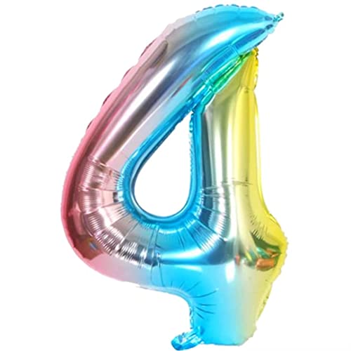 XXL Zahlenballon Blau Rosa 40 inch Giant Number Foil Balloon 100 cm Helium Number Folienballon als Geschenk und Überraschung für Geburtstage, Jubiläum, Party Deko (Zahl Vier 4) von vita dennis