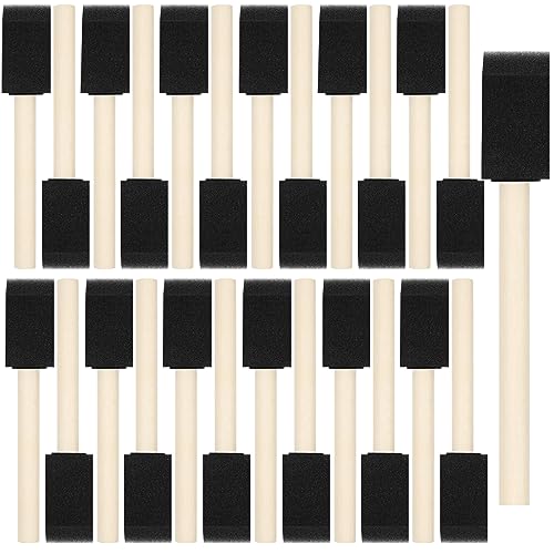 40-teiliges Schaumstoff-Pinsel-Set, 2,5 cm Schaumstoff-Pinsel, Holzgriff, Schaumstoff-Pinsel zum Malen, Schaumstoff-Pinsel zum Färben, Lackieren und Bastelprojekte von vivinin