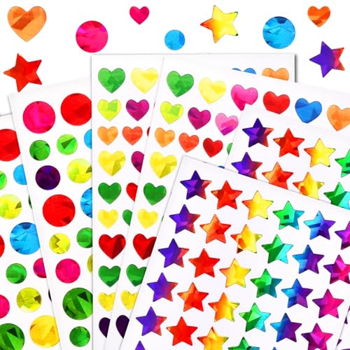 1710 Stück Glitzer Aufkleber für Kinder, Selbstklebende Glitzer Aufkleber, Aufkleber Glitzer Sticker Laser, Bunte Glitzer Aufkleber, für Schüler Belohnung, DIY Scrapbooking, Basteln Etiketten von vnfsmy