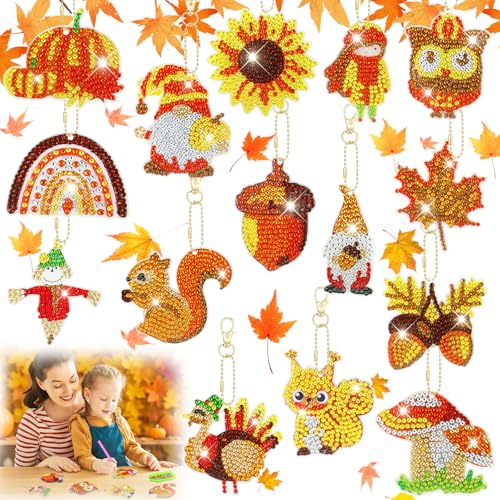 vnfsmy 15 Stück Diamond Painting Herbst Schlüsselanhänger, Doppelseitige Herbstdeko Anhänger, Herbst Deko Mosaik Basteln Set, Crystal Art Erntedankfest Ernte Halloween Deko für Kinder Erwachsene vnfsmy 15 Stück Diamond Painting Herbst Schlüsselanhänger, Doppelseitige Herbstdeko Anhänger, Herbst Deko Mosaik Basteln Set, Crystal Art Erntedankfest Ernte Halloween Deko für Kinder Erwachsene von vnfsmy