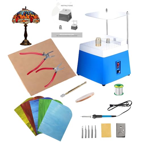 vnmudzeo Einsteiger-Starter-Sets FüR Buntglasarbeiten, DIY-Tischschleifer FüR Mosaikfliesenkunst, Zum Formen Von Keramikglas,Blue vnmudzeo Einsteiger-Starter-Sets FüR Buntglasarbeiten, DIY-Tischschleifer FüR Mosaikfliesenkunst, Zum Formen Von Keramikglas,Blue von vnmudzeo