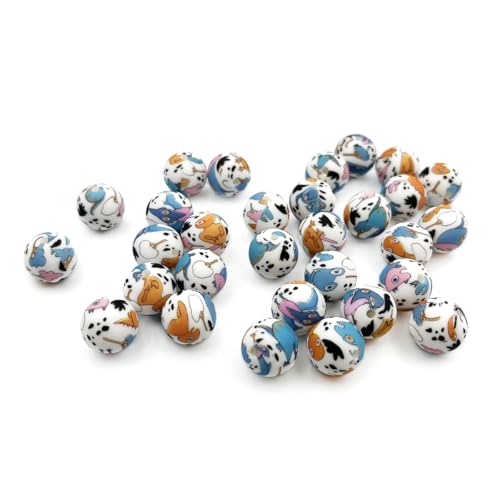 30 Stück bedruckte Silikon-Perlen mit Alien-Druck, 15 mm, einzigartige Alien-Perlen, runde Silikon-Abstandshalter für Schlüsselanhänger, Armband, Halskette 30 Stück bedruckte Silikon-Perlen mit Alien-Druck, 15 mm, einzigartige Alien-Perlen, runde Silikon-Abstandshalter für Schlüsselanhänger, Armband, Halskette von vokoko