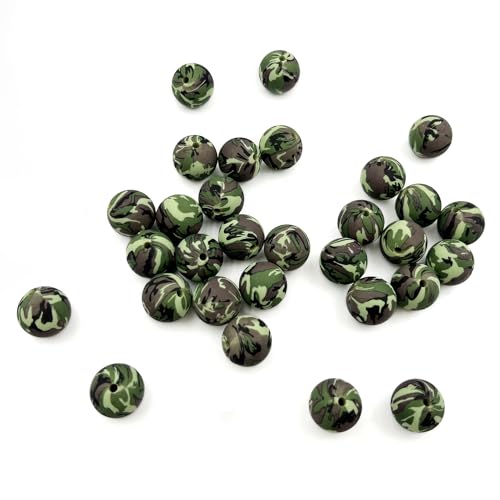 30 Stück Silikon-Camouflage-Perlen, grün, bedruckte Perlen, 15 mm, bunt bemalte Perlen, Silikon-Abstandshalter, Perlen für Schlüsselanhänger, Armbänder, Halsketten, DIY-Stiftperlen 30 Stück Silikon-Camouflage-Perlen, grün, bedruckte Perlen, 15 mm, bunt bemalte Perlen, Silikon-Abstandshalter, Perlen für Schlüsselanhänger, Armbänder, Halsketten, DIY-Stiftperlen von vokoko