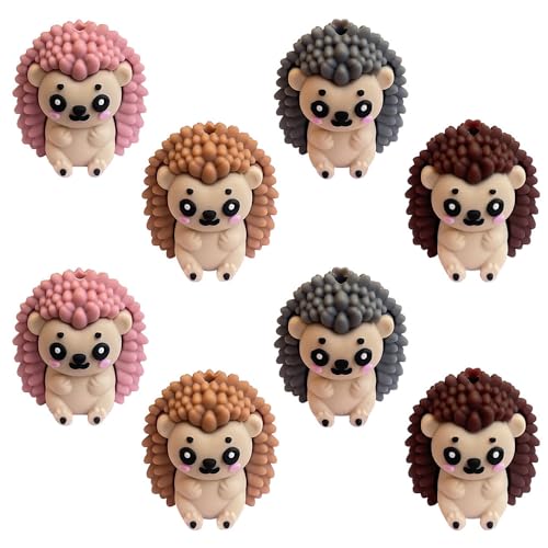 Igel-Fokal-Perlen für Stifte, 3D-Tierperlen, Silikonperlen für Schlüsselanhänger, handgefertigt, Stiftperle, 8 Stück von vokoko
