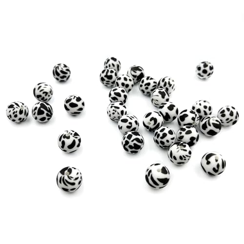 Vokoko Silikonperlen (schwarze Milch) - 30 Stück - Silikon - Rund - Perlen - Schmuck - Black von vokoko