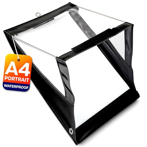 volila Wasserdichtes Klemmbrett A4 - (33,6 x 25,6 cm) Hochformat A4 Klemmbrett mit transparentem PVC-Bildschirm, Klettverschluss zum Schutz von Dokumenten vor Regen, Schnee und Staubpartikeln von volila