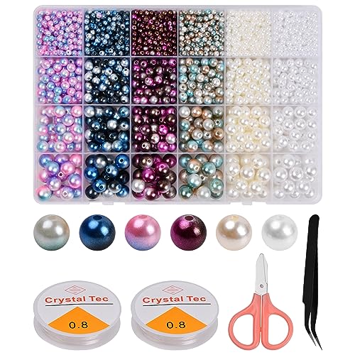Volumoon 1890 Pcs Kleine Kunstperle mit Loch,6 Farben Harz Glasperlen,Bunte Perlen zum Auffädeln Basteln,4mm 6mm 8mm 10mm Runde Perlen,Glatte lose Perlen,für Schmuckherstellung Armbänder Halskette Volumoon 1890 Pcs Kleine Kunstperle mit Loch,6 Farben Harz Glasperlen,Bunte Perlen zum Auffädeln Basteln,4mm 6mm 8mm 10mm Runde Perlen,Glatte lose Perlen,für Schmuckherstellung Armbänder Halskette von volumoon