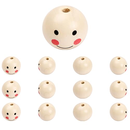 Volumoon 50 Stück Smile Holzperlen, 25 mm Holzperlen Natur, Holzkugeln mit Loch für DIY Armband Halskette Schmuck, Holzperlen Runde Natürliche Lose Spacer Perlen zum Basteln oder Dekorieren Volumoon 50 Stück Smile Holzperlen, 25 mm Holzperlen Natur, Holzkugeln mit Loch für DIY Armband Halskette Schmuck, Holzperlen Runde Natürliche Lose Spacer Perlen zum Basteln oder Dekorieren von volumoon