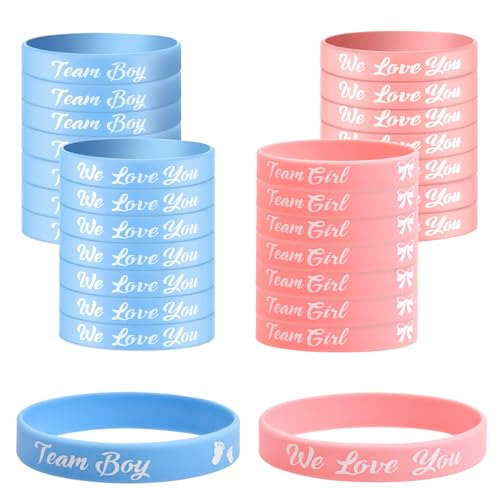 volumoon 30 Stück Gender Reveal Silikon Armbänder, Gender Reveal Party Deko, Gender Reveal Spiele, Armband Team Boy Girl, Blau und Rosa, für Baby Shower Geschlecht Verkündung Party Zubehör volumoon 30 Stück Gender Reveal Silikon Armbänder, Gender Reveal Party Deko, Gender Reveal Spiele, Armband Team Boy Girl, Blau und Rosa, für Baby Shower Geschlecht Verkündung Party Zubehör von volumoon