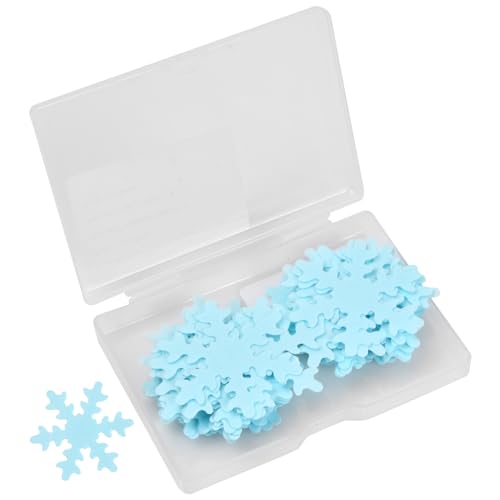 volumoon Essbare Schneeflocken Tortendeko, 50 Pcs Schneeflocke-Kuchen-Dekor, Schneeflocken Muffin Cupcake Deko,Blau Kuchen Deko,Bunte Oblatenpapier Dekoration für Partybedarf, Geburtstag (Blau) von volumoon