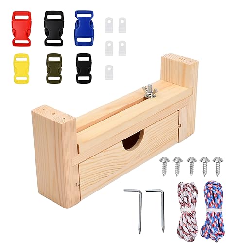 volumoon Paracord Jig Armband Maker, Holz Armband Hersteller, Fallschirm Schnur Wristband Maker, Verstellbare Länge Bracelet Knüpfhilfe, Regenschirm Seil Bastelwerkzeug, DIY Armband Strickwerkzeug von volumoon