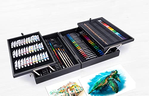Kunst und Mal Kasten 174 teilig 31x45x9,8 cm Malkasten Stifte Wasserfarben Ölfarben Acrylfarben & Pinsel von vom Pullach Hof