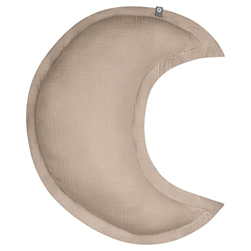 von Herzen Handmade Musselinkissen aus 100% Baumwolle I Kinderkissen I Dekokissen aus Musselin in Mondform I Mondkissen für Kinderzimmer & Bett I Handgenähtes Kissen mit Watte gefüllt (Taupe) von von Herzen