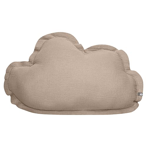 von Herzen Handmade Musselinkissen Wolke aus 100% Baumwolle Kinderkissen Dekokissen aus Musselin Wolkenkissen für Kinderzimmer & Bett (Taupe) von von Herzen