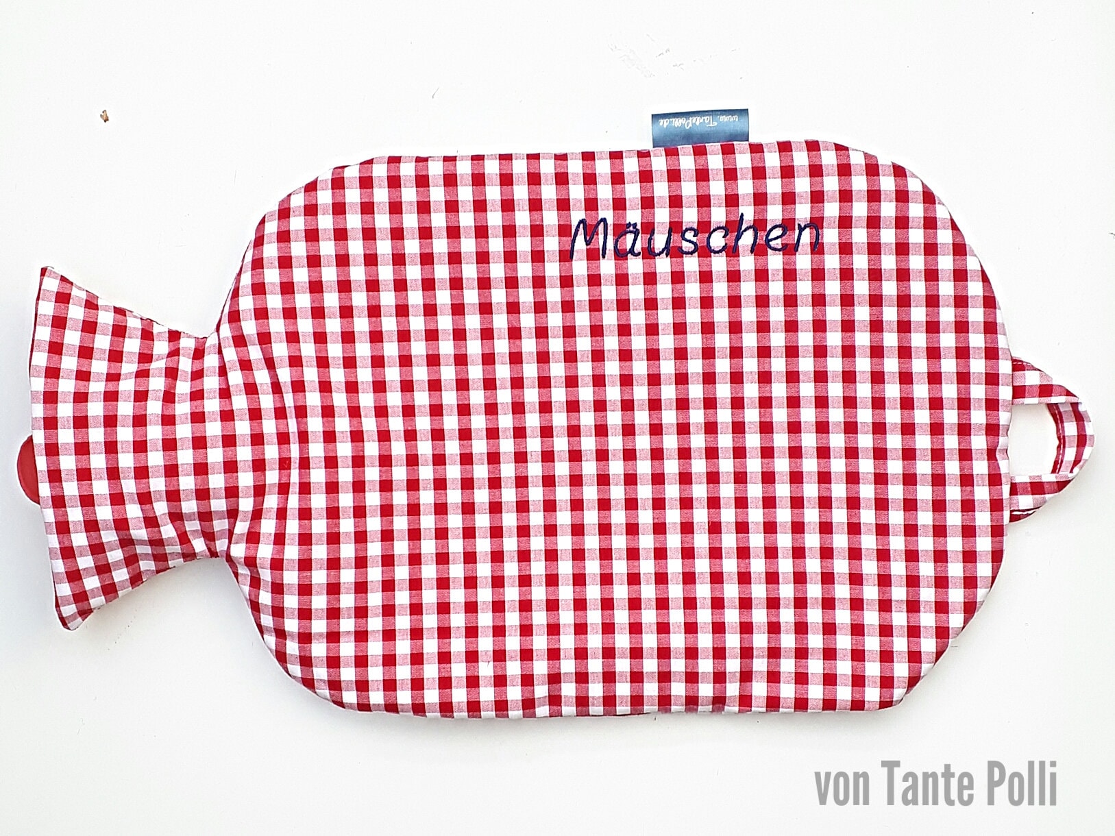 Wärmflasche-Bezug Rot Kariert, Blau Bestickt Wärmflasche-Bezug Rot Kariert, Blau Bestickt von vonTantePolli
