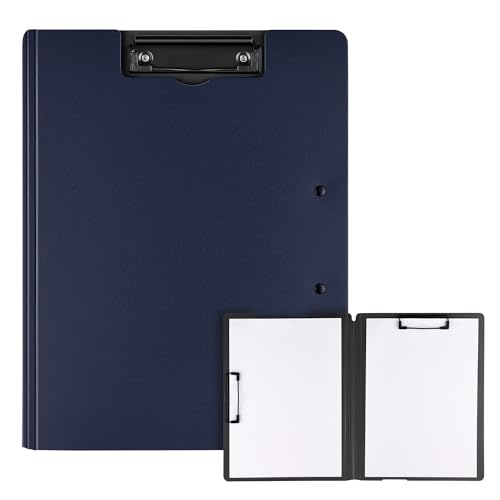 Vonsera Klemmbrett A4, Schreibmappe A4 mit 2 Klemmen, Klemmbrett mit Deckel, Klemmbretter für Büro, Schule, Baustelle, Blau von vonsera