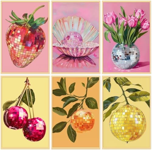 vooiceofco 6-Teiliges Blumen- und Obstgemälde Malen Nach Zahlen Erwachsene Acrylpigment DIY Ölgemälde Leinwand Set Ohen Rahmen inklusive Pinsel und Acrylfarben von vooiceofco
