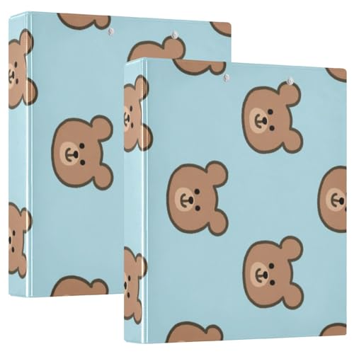 1 und 1/2 Zoll Notizbuch, 3 Ringe, blauer Cartoon-Bär mit Klemmbrett, 2 Stück, Büro-Binderbedarf, Hardcover von voucong