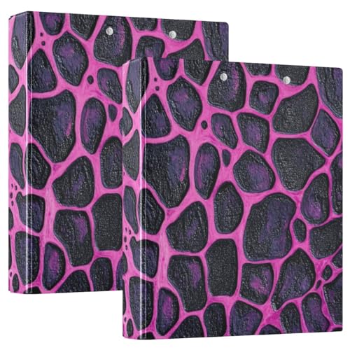 1 und 1/2 Zoll Notizbuch, runde Ringe, Leopardenmuster, Hautstruktur, Rosa, mit Klemmbrett, 2 Stück, Büroordnerbedarf, Hardcover von voucong