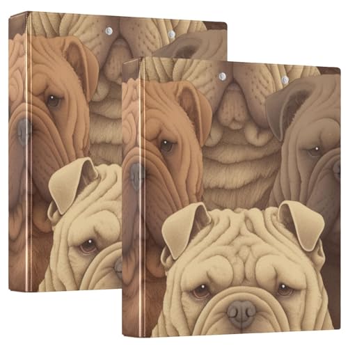 3,5 cm große Ordner mit drei Ringen Cartoon-Hunde mit Klemmbrett, 2 Stück, Büroordner, Hardcover von voucong