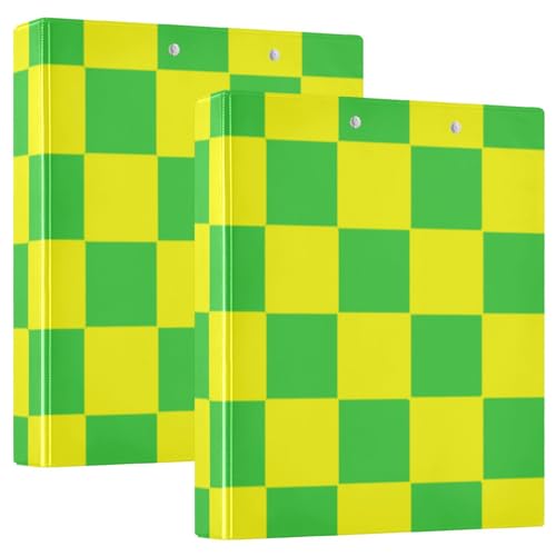 3,8 cm (1 1/2 Zoll) Notizbuch, 3,8 cm, Büffelkariert, kariert, Gelb, Limettengrün, mit Klemmbrett, 2 Stück, ästhetischer Ordner, 200 Blatt von voucong