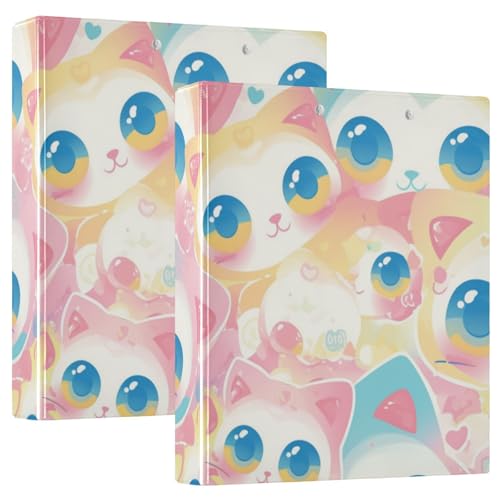 3,8 cm Ordner, 3,8 cm, niedliche Cartoon-Katzen mit Klemmbrett, 2 Stück, sortierte Ordner, Hardcover von voucong