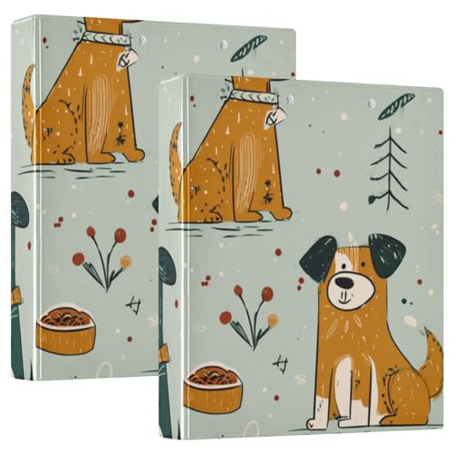 3,8 cm Ordner, 3 Ringe, niedliche Cartoon-Hunde, verspielt, hellgrün, mit Klemmbrett, 2 Stück, Büroordnerbedarf, Hardcover von voucong