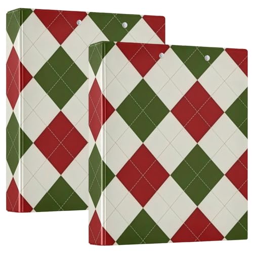 3,8 cm Ordner, drei Ringe, modisch, weihnachtlich, Büffelkaro mit Klemmbrett, 2 Stück, ästhetischer Ordner, 200 Blatt von voucong