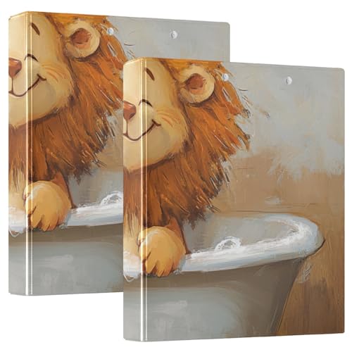 3,8 cm Ordner mit drei Ringen Cartoon Löwe Vintage Badewanne mit Klemmbrett 2 Stück Bürobinder 200 Blatt von voucong