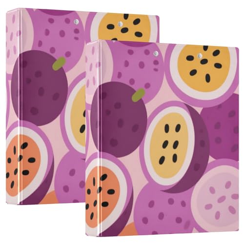 3,8 cm Ringbuch mit 3 Ringen, Cartoon, süße Passionsfrucht, Lila, mit Klemmbrett, 2 Stück, Bürobedarf, Hardcover von voucong