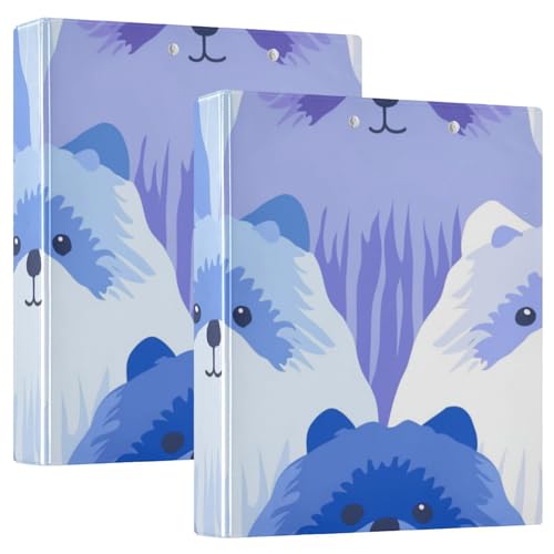 3,8 cm große Ordner mit 3 Ringen, Blau / Lila, Farbverlauf, Hund mit Klemmbrett, 2 Stück, ästhetischer Ordner, Hardcover von voucong