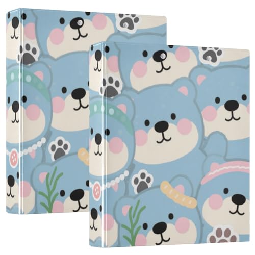 3 Ringe Cartoon Cute Beer Blue mit Klemmbrett, 2 Stück, Büroordner, Hardcover von voucong