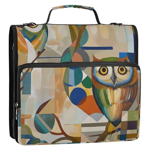 Abstrakte Eule 3,8 cm Ringbuch mit extra Taschen mit Griff, mehrere Taschen, Dokumentenaufbewahrung, Aufbewahrungstasche für Schule/Büro Abstrakte Eule 3,8 cm Ringbuch mit extra Taschen mit Griff, mehrere Taschen, Dokumentenaufbewahrung, Aufbewahrungstasche für Schule/Büro von voucong