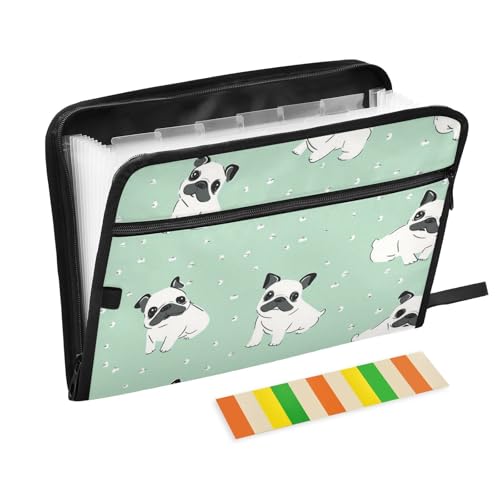 Akkordeon-Aktenordner mit niedlichem Cartoon-Motiv, 13 Fächer, A4, Briefgröße mit Reißverschluss, zum Aufhängen von Aktenordner, Weiß Akkordeon-Aktenordner mit niedlichem Cartoon-Motiv, 13 Fächer, A4, Briefgröße mit Reißverschluss, zum Aufhängen von Aktenordner, Weiß von voucong