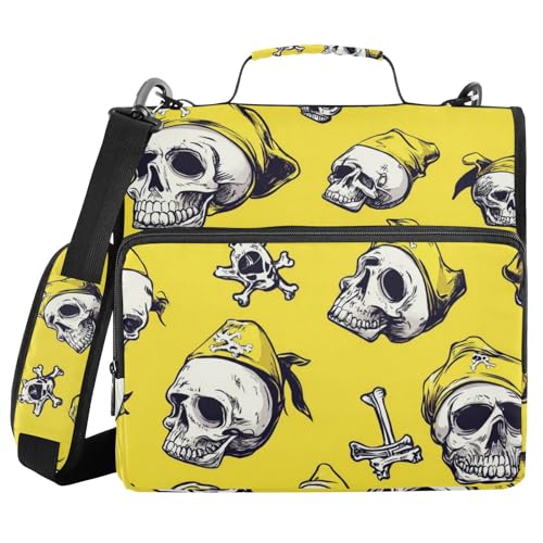 Aktenordner mit 3 Ringen und Reißverschluss, mit Riemen, mehrere Taschen, für Schule/Büro, Scharlachrot, Gelb Aktenordner mit 3 Ringen und Reißverschluss, mit Riemen, mehrere Taschen, für Schule/Büro, Scharlachrot, Gelb von voucong