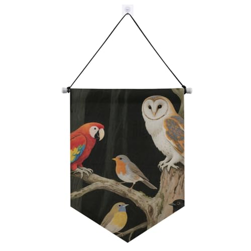 Banner mit Baum, Papagei, Eule, Vogel, zum Aufhängen mit Teleskopstange, Partybanner für den Außenbereich, Terrasse, Dekoration für Festivals und besondere Tage Banner mit Baum, Papagei, Eule, Vogel, zum Aufhängen mit Teleskopstange, Partybanner für den Außenbereich, Terrasse, Dekoration für Festivals und besondere Tage von voucong